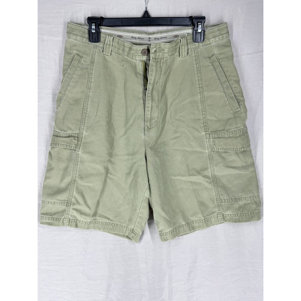 Tommy Bahama Relax Mens Size 34 Olive Green Tencel Cotton Cargo Shorts